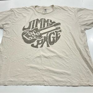 Vintage Roundel T-Shirt Jimmy Page 3X Guitar Band T Shirt cream